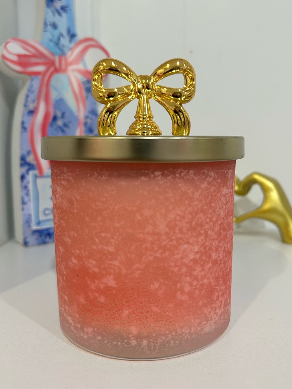 Spa Sundays Coral Jar Candle with Gold Bow Lid - 13oz